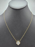 14k Gold Necklace - White Clover