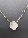 14k Gold Necklace - White Clover