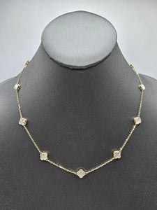 14k Gold Necklace - White Clover