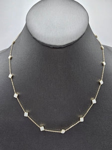 14k Gold Necklace - White Clover