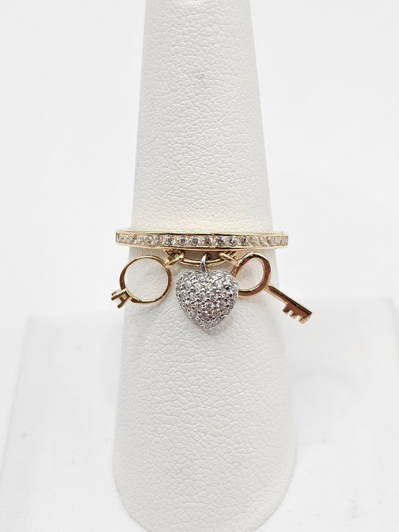 14K Gold Ring - Heart, Ring, Key