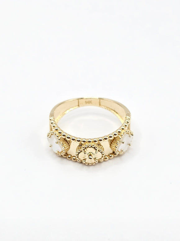 14K Gold Ring - White Clover