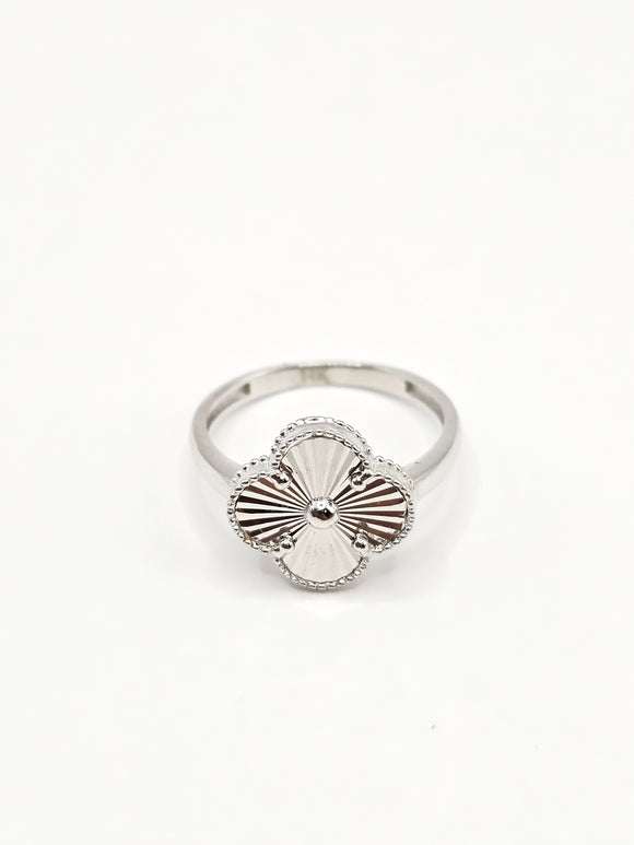 14K White Gold Ring - Clover