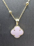 14k Gold Chain w/pendant - Pink Clover