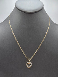 14k Gold Chain w/pendant - Dual Hearts