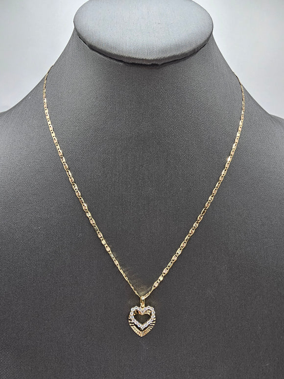 14k Gold Chain w/pendant - Dual Hearts