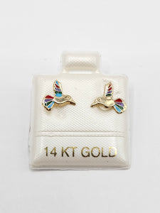 14K Gold Earrings - Hummingbird