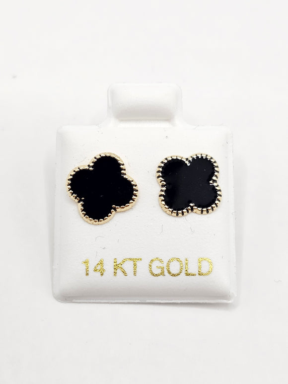 14K Gold Earrings - Black Clover