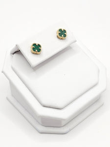 14K Gold Earrings - Green Clover