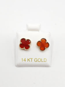 14K Gold Earrings - Orange Clover