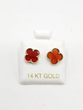 14K Gold Earrings - Orange Clover