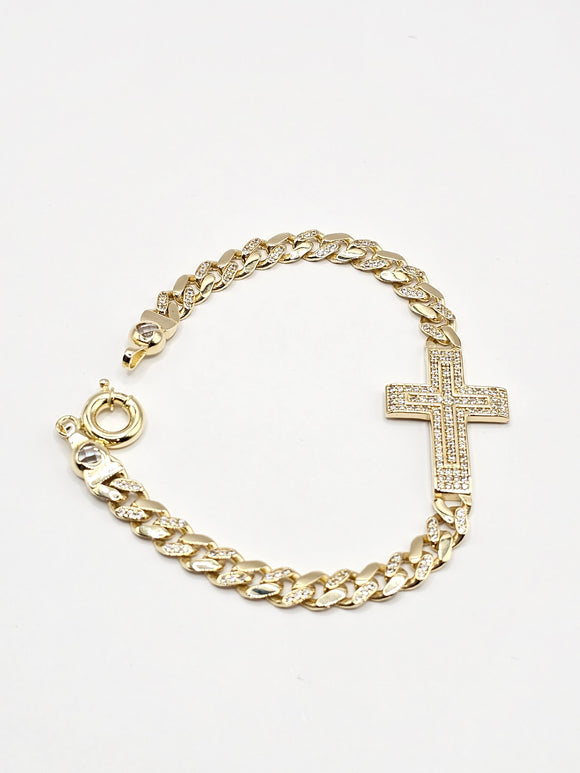 14k Gold Bracelet - Monaco Cross