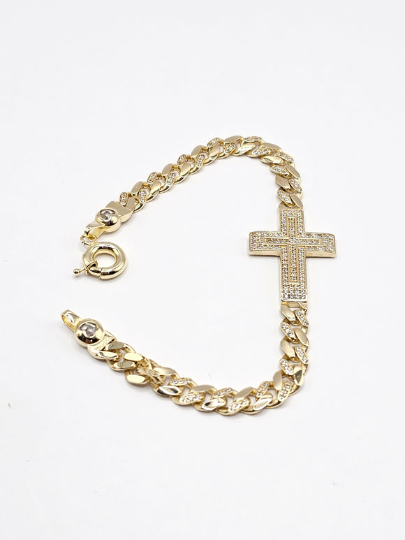 14k Gold Bracelet - Monaco Cross