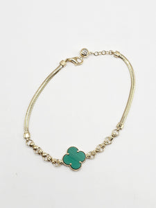 14k Gold Bracelet - Green Clover