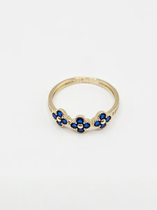 14K Gold Ring - Blue Flower