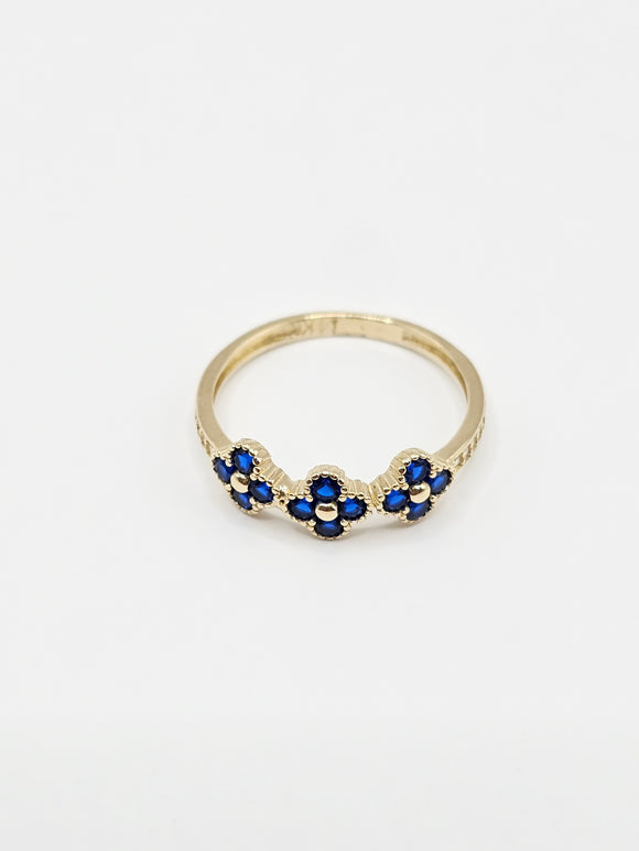 14K Gold Ring - Blue Flower