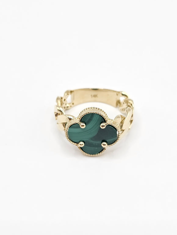 14K Gold Ring - Green Clover