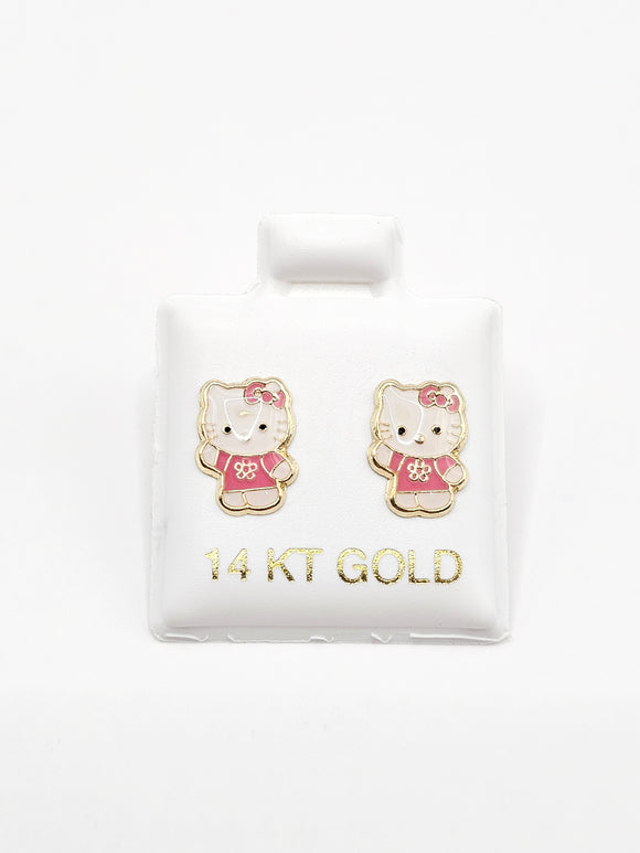 14K Gold Earrings - Hello Kitty