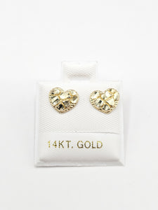 14K Gold Earrings - Heart Nugget