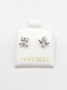 14K Gold Earrings - Square Studs