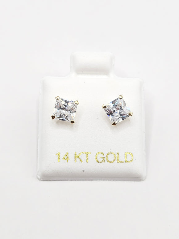 14K Gold Earrings - Square Studs