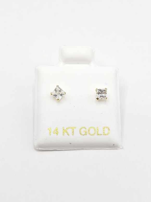 14K Gold Earrings - Square Studs