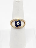 14K Gold Ring - Blue Evil Eye