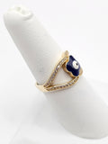 14K Gold Ring - Blue Evil Eye