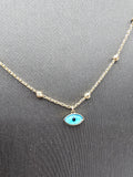 14k Gold Necklace - Blue Evil Eye