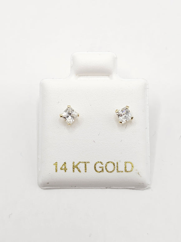 14K Gold Earrings - Square Stud