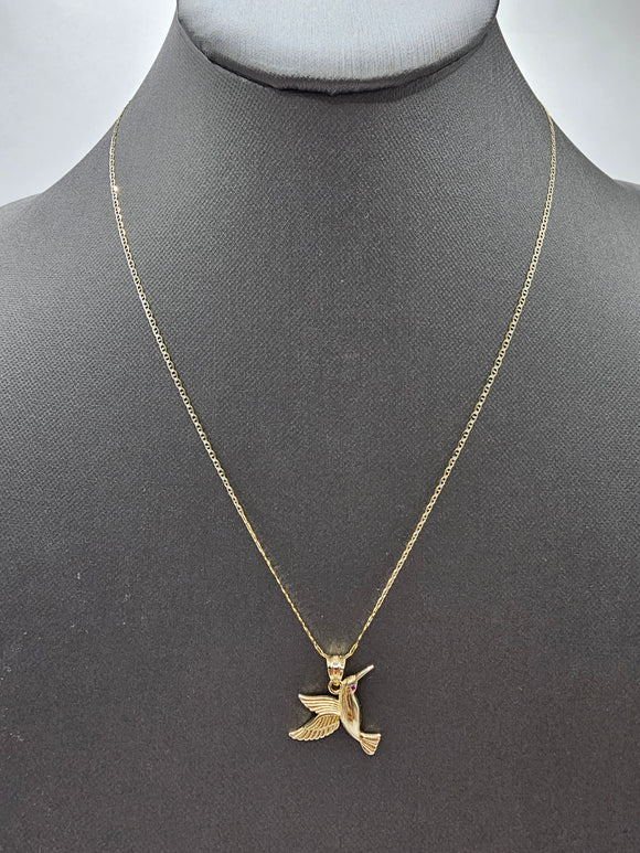 14k Gold Chain w/pendant - Hummingbird