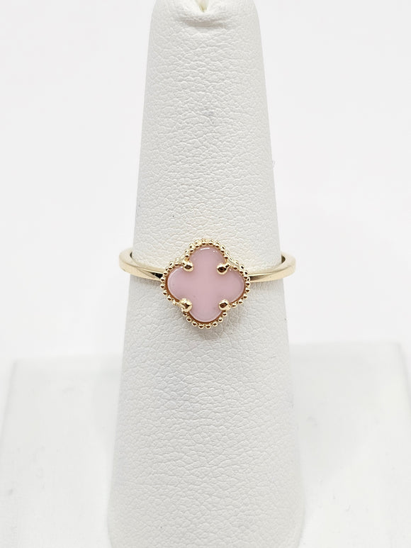 14K Gold Ring - Pink Clover