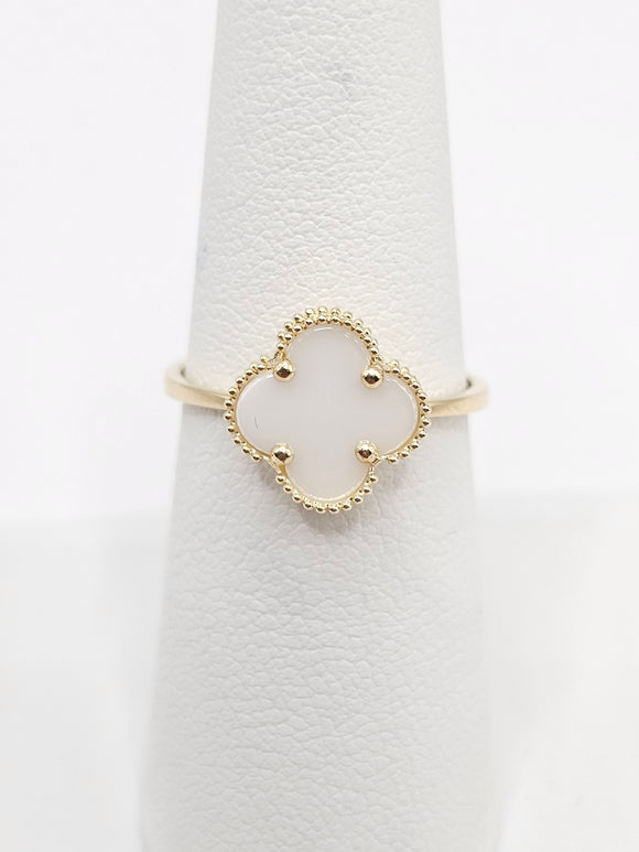 14K Gold Ring - White Clover