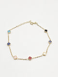 14k Gold Necklace w/Bracelet - Multi-Color Clover