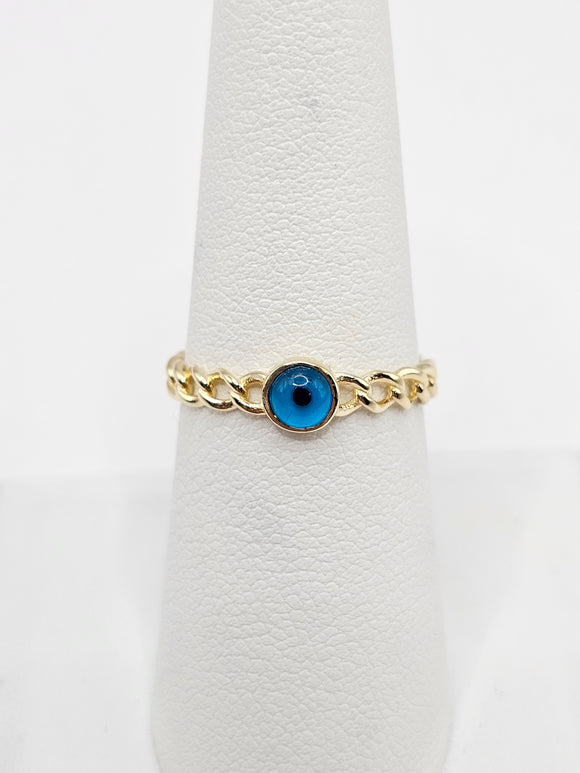 14K Gold Ring - Blue Evil Eye