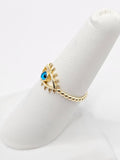 14K Gold Ring - Blue Evil Eye