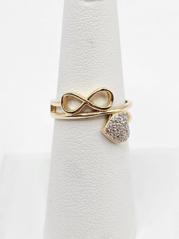 14K Gold Ring - Infinity w/Heart