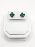 14K Gold Earrings - Green Clover