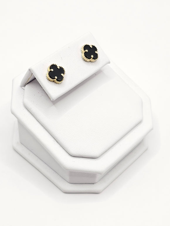 14K Gold Earrings - Black Clover