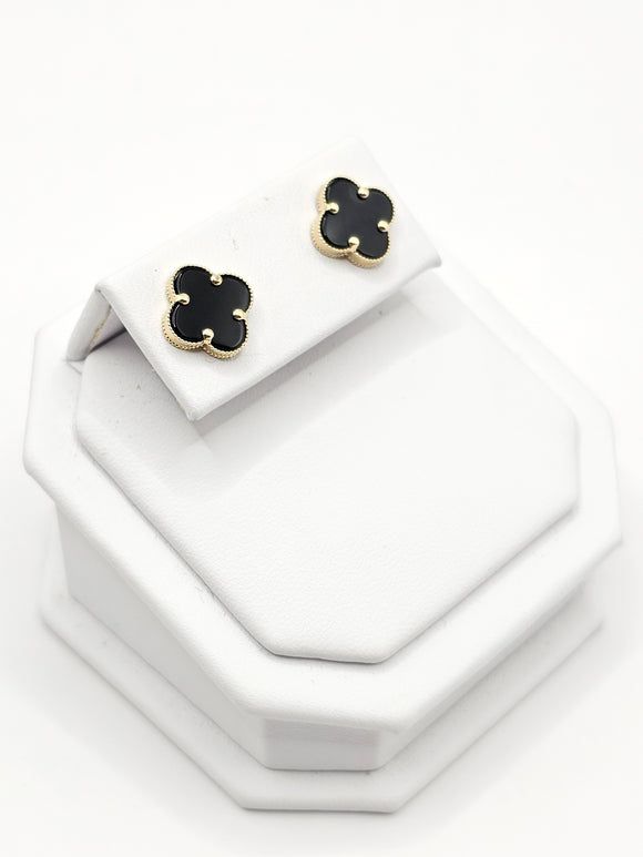 14K Gold Earrings - Black Clover