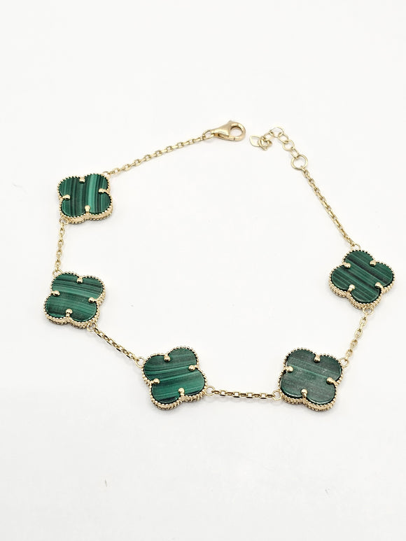 14k Gold Bracelet - Green Clover