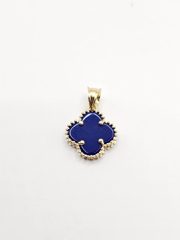 14k Gold pendant - Blue Clover