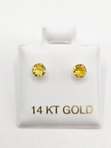 14K Gold Earrings - Yellow Circle Stud