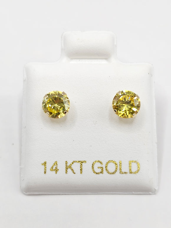 14K Gold Earrings - Yellow Circle Stud