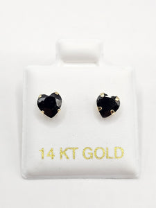 14K Gold Earrings - Black Heart