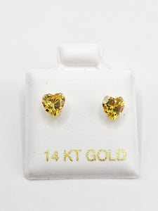 14K Gold Earrings - Yellow Heart