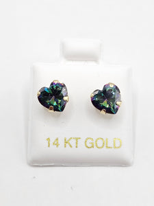 14K Gold Earrings - Blue Heart