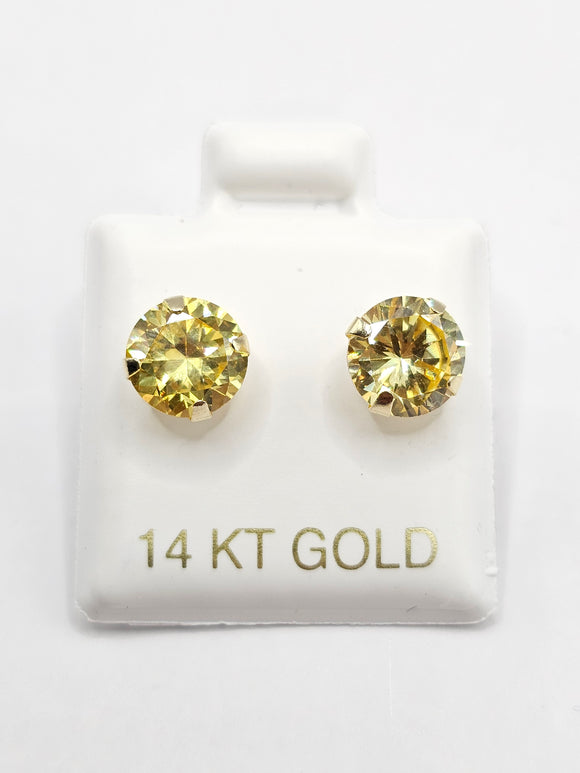 14K Gold Earrings - Yellow Circle Stud