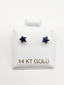 14K Gold Earrings - Blue Star