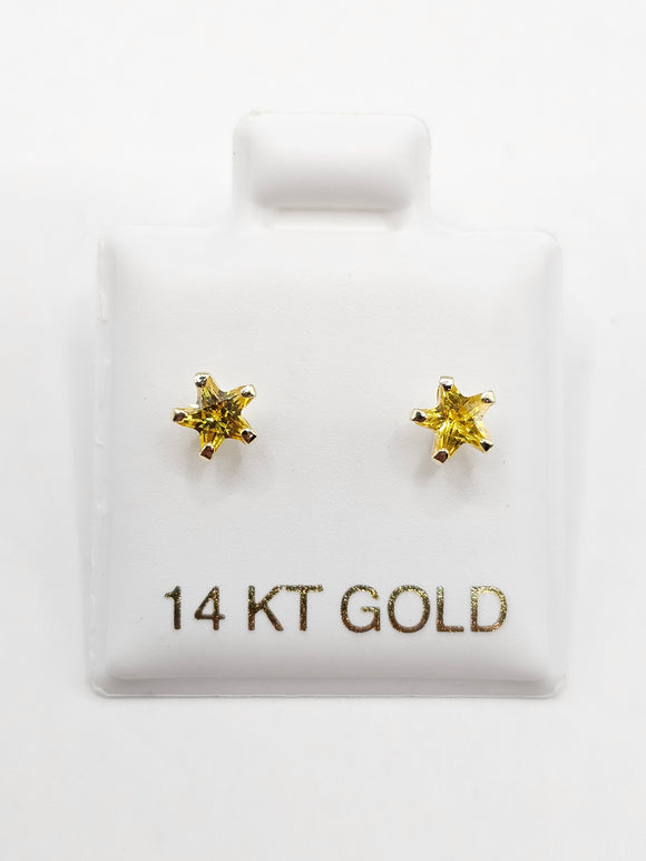 14K Gold Earrings - Yellow Star